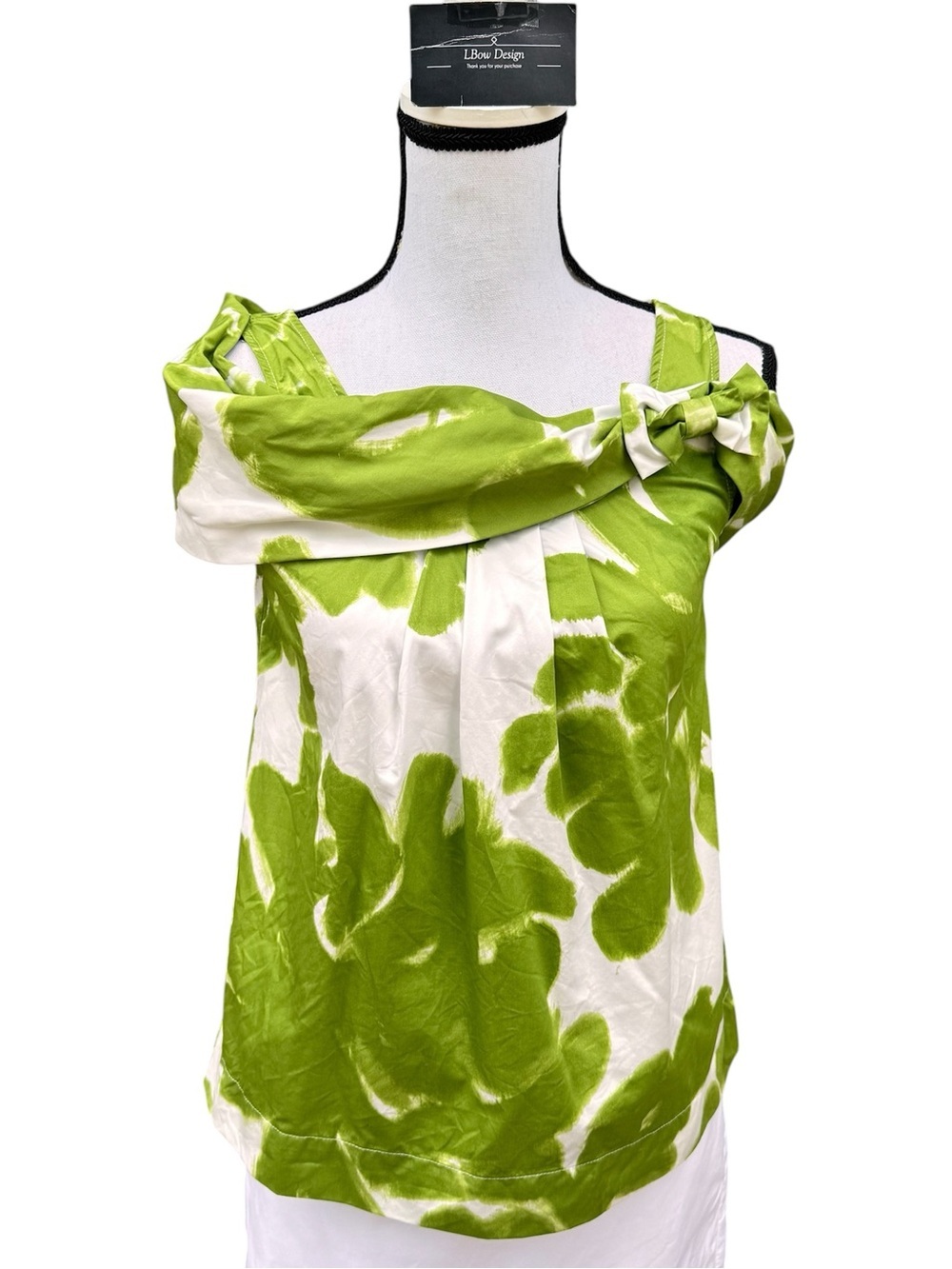 Lavia Italian Green and White Cotton Tank Blouse
